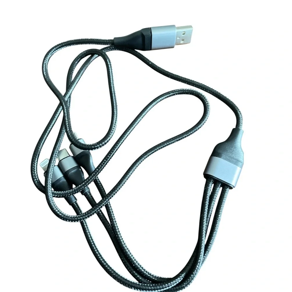 3-in-1 multi-charging cable with a braided nylon exterior.